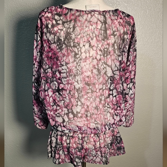 Chico's Lavender and Grey Sheer Peplum Blouse Top Shirt - Picture 4 of 9